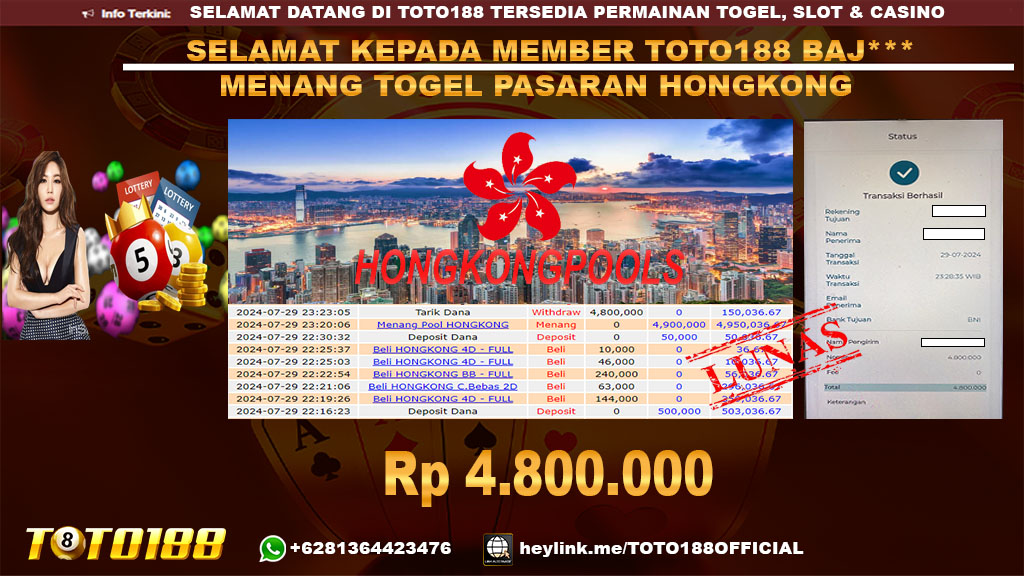 Bukti JP Kemenangan TOGEL PASARAN HONGKONG 29 jul 24