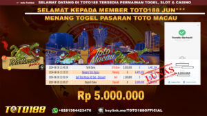 Bukti JP Kemenangan TOGEL PASARAN TOTO MACAU 08 Agust 24