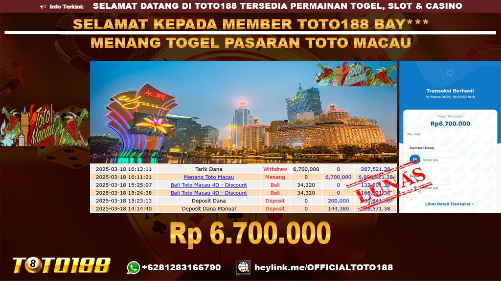 Bukti JP Kemenangan TOGEL PASARAN TOTOMACAU 18 MAR 25
