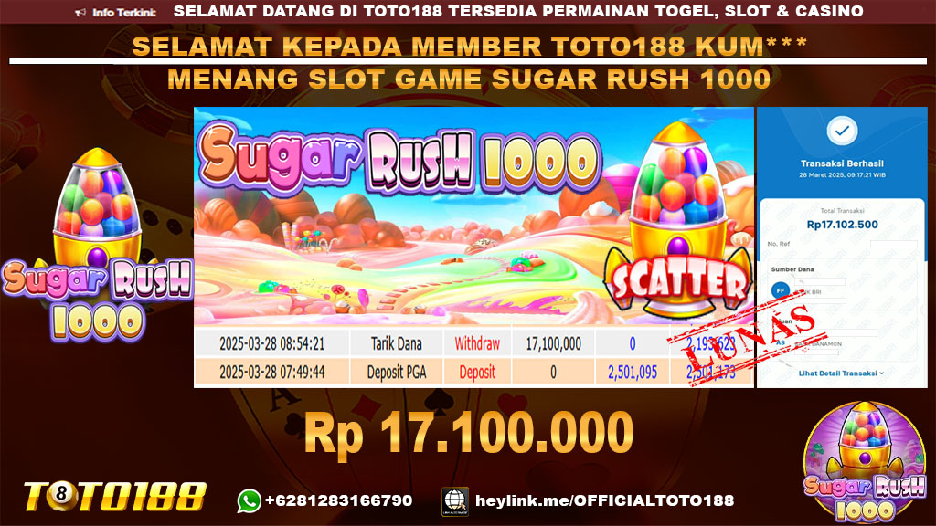 Bukti JP Kemenangan SLOT GAME SUGAR RUSH 1000 28 MAR 25
