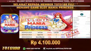 Bukti JP Kemenangan GAME SLOT MANIA PRINCESS 22 APR 25