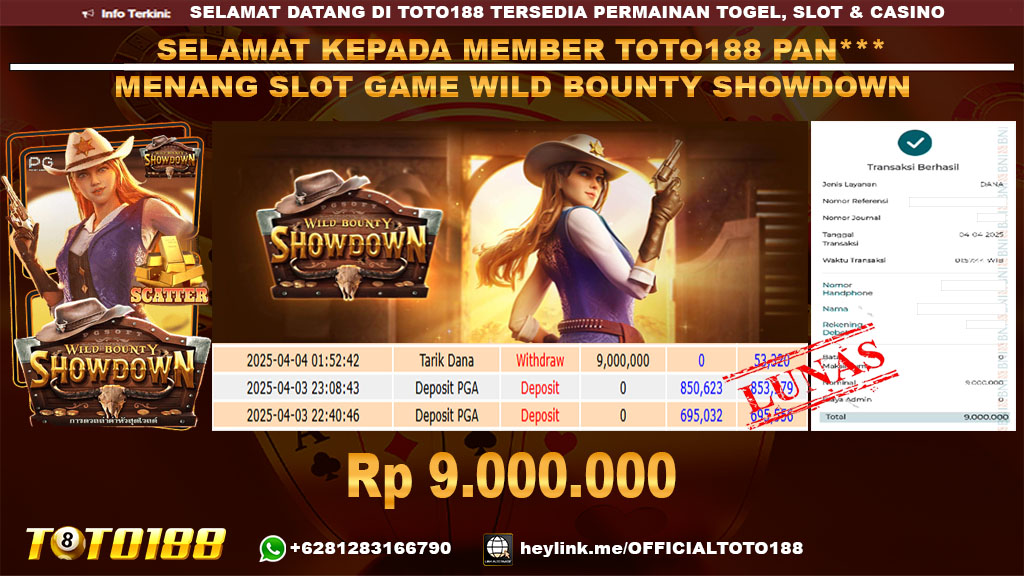 Bukti JP Kemenangan SLOT GAME WILD BOUNTY SHOWDOWN 04 APR 25